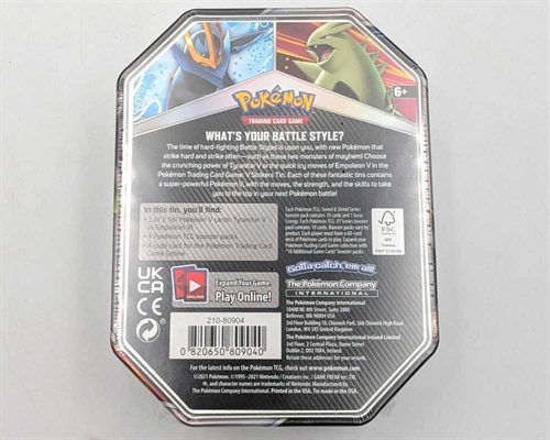 Pokemon TCG - Pokemon V Strikers - Tyranitar V Single Strike - Pokemon Tin (A-Grade) (ENG) (BMO*)